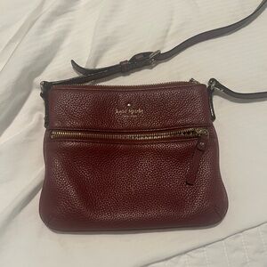 Kate Spade Red/Maroon Leather Adjustable Crossbody Bag EUC